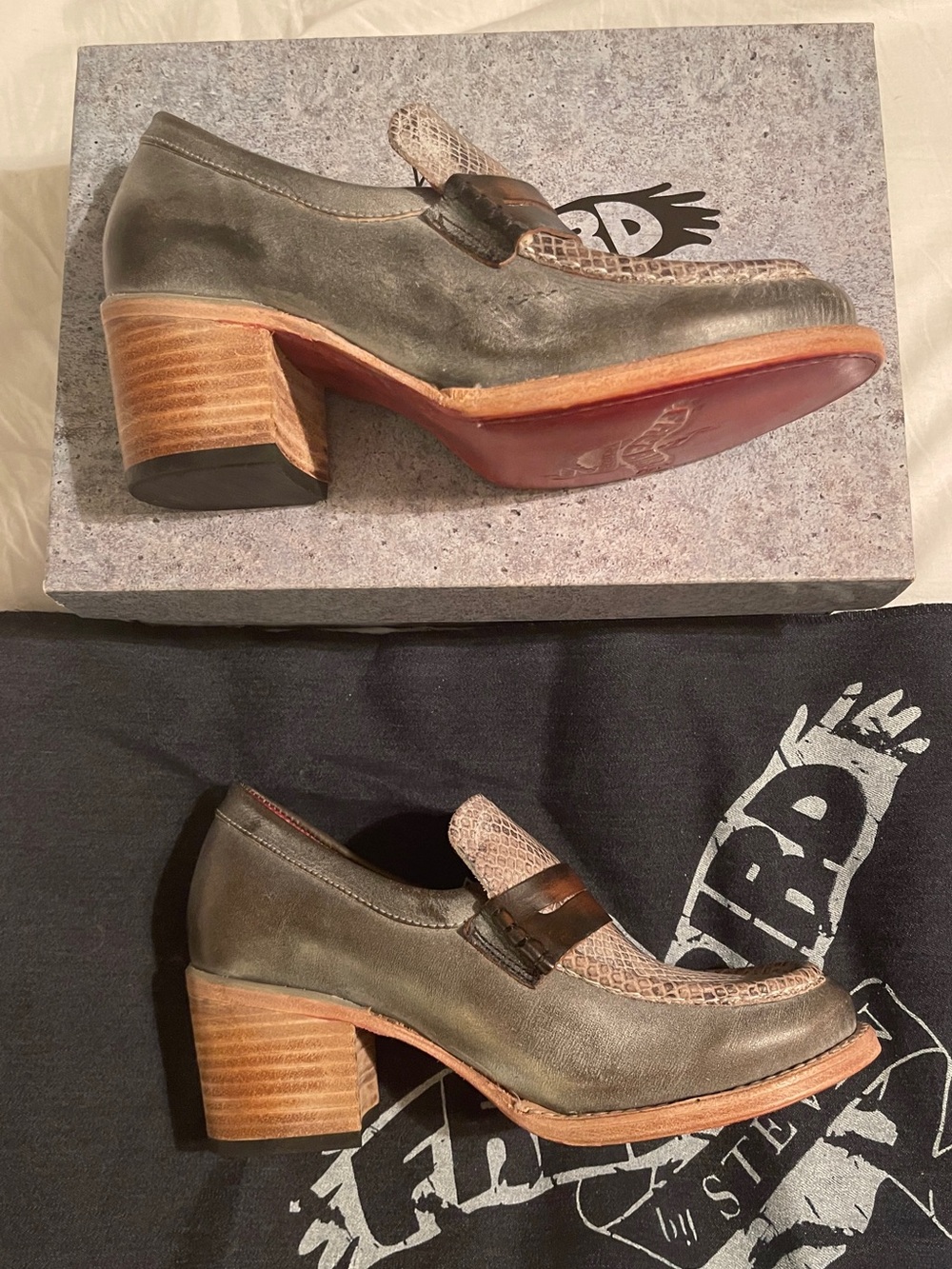 Freebird “Chevelle” (Discontinued) Blue/Beige Multi Snakeskin Heels Sz 8 - NIB - Picture 6 of 9
